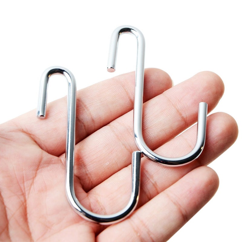 YourGift 10 Pack Heavy Duty S Hooks Silver S Shaped Hooks Hanging Hangers Hooks for Kitchen, Bathroom, Bedroom and Office: Pan, Pot, Coat, Bag, Plants(10 Pack/Silver/Small) - Image 2